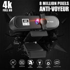 2K 4K Pc Webcam With Gift Tripod Autofocus Usb Web Camera Laptop Mini Camera 1080P with Microphone For Full Widescreen Laptop USB Webcams Privacy Shutter Tripod Desktop Notebook Webcam Video Calling Recording Webcam Stevvex