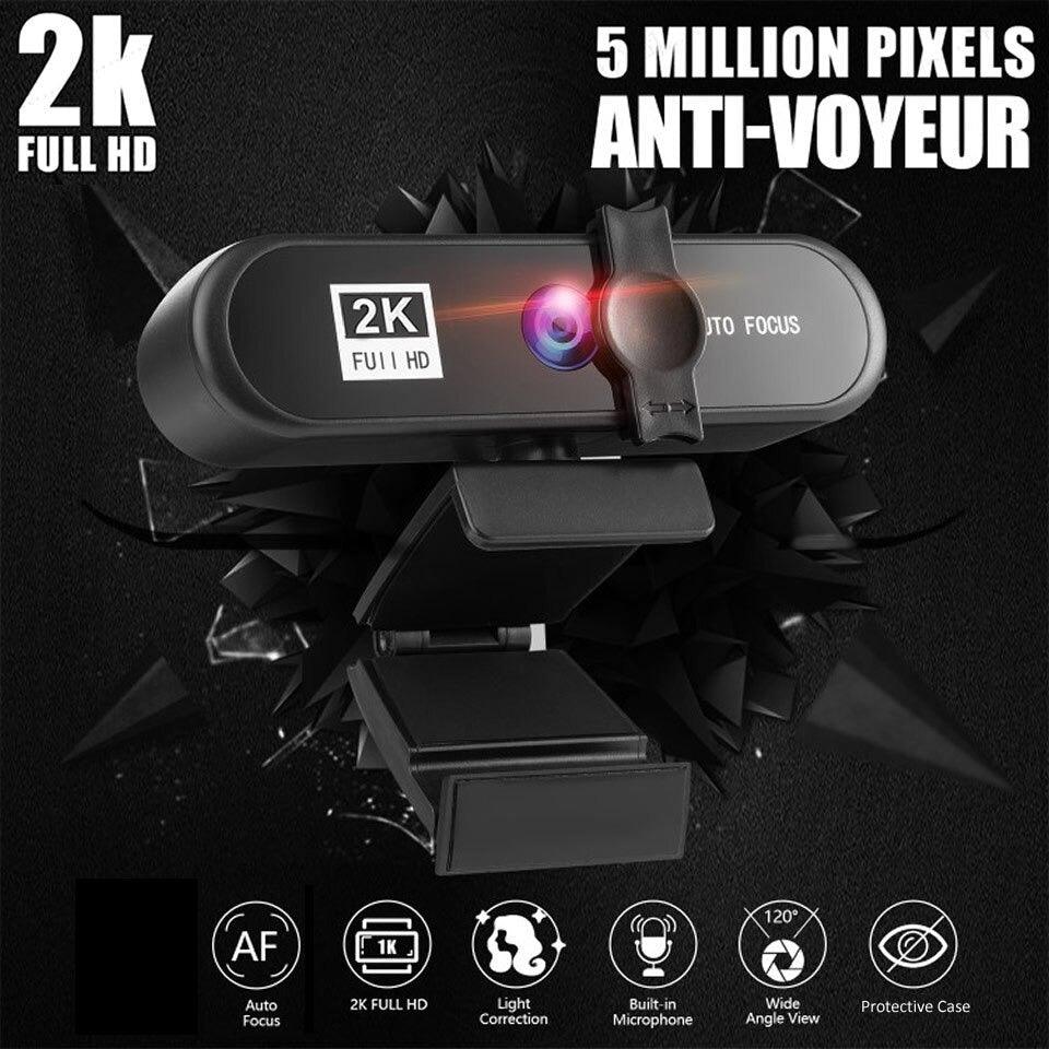 2K 4K Pc Webcam With Gift Tripod Autofocus Usb Web Camera Laptop Mini Camera 1080P with Microphone For Full Widescreen Laptop USB Webcams Privacy Shutter Tripod Desktop Notebook Webcam Video Calling Recording Webcam Stevvex