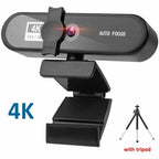 2K 4K Pc Webcam With Gift Tripod Autofocus Usb Web Camera Laptop Mini Camera 1080P with Microphone For Full Widescreen Laptop USB Webcams Privacy Shutter Tripod Desktop Notebook Webcam Video Calling Recording Webcam Stevvex