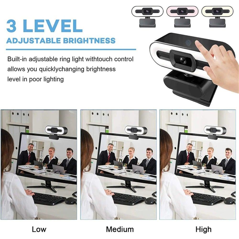 2K Webcam Web Camera Study Chat Work PC Laptop Desktop USB With Microphone WebCamera Home Auto Light Correction for Desktop Laptop Streaming Computer USB Web Camera Stevvex