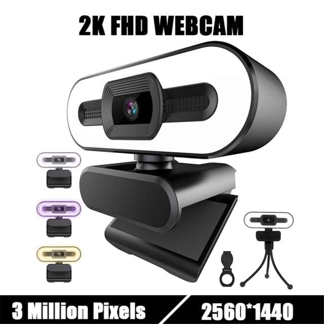 2K Webcam Web Camera Study Chat Work PC Laptop Desktop USB With Microphone WebCamera Home Auto Light Correction for Desktop Laptop Streaming Computer USB Web Camera Stevvex