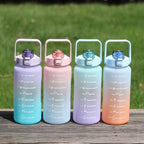 2L Large Capacity Water Bottle With Straw With Time Marker Frosted Cup Girls Large Portable Travel Bottles Sports Fitness Cup Water Bottle With Time Marker 2L Drinking Bottles With Straw BPA Free 2L Leakproof Sports Water Bottles For Fitness Gym Stevvex