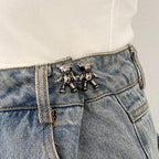 2Pcs Bear Shaped Adjustable Jean Button Waist Buckle Snap Pants Buckle Extender Replacement Jeans Button Safety Pins No Sew Detachable Waist Body Fit Tighten Safety Pins Stevvex
