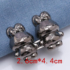 2Pcs Bear Shaped Adjustable Jean Button Waist Buckle Snap Pants Buckle Extender Replacement Jeans Button Safety Pins No Sew Detachable Waist Body Fit Tighten Safety Pins Stevvex