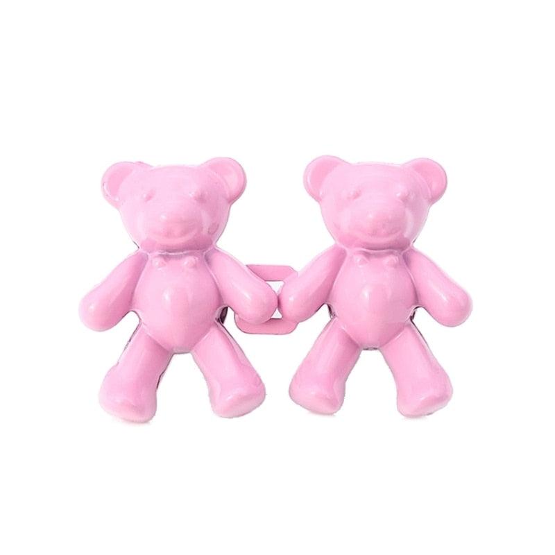 2Pcs Bear Shaped Adjustable Jean Button Waist Buckle Snap Pants Buckle Extender Replacement Jeans Button Safety Pins No Sew Detachable Waist Body Fit Tighten Safety Pins Stevvex
