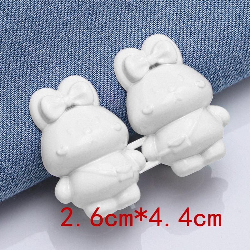 2Pcs Bear Shaped Adjustable Jean Button Waist Buckle Snap Pants Buckle Extender Replacement Jeans Button Safety Pins No Sew Detachable Waist Body Fit Tighten Safety Pins Stevvex