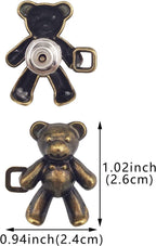 2Pcs Bear Shaped Adjustable Jean Button Waist Buckle Snap Pants Buckle Extender Replacement Jeans Button Safety Pins No Sew Detachable Waist Body Fit Tighten Safety Pins Stevvex