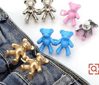 2Pcs Bear Shaped Adjustable Jean Button Waist Buckle Snap Pants Buckle Extender Replacement Jeans Button Safety Pins No Sew Detachable Waist Body Fit Tighten Safety Pins Stevvex