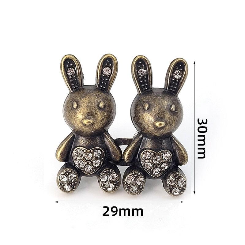 2Pcs Bear Shaped Adjustable Jean Button Waist Buckle Snap Pants Buckle Extender Replacement Jeans Button Safety Pins No Sew Detachable Waist Body Fit Tighten Safety Pins Stevvex