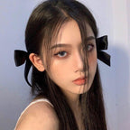 2pcs Black White Ribbon Hair Bows Clips Vintage Bowknot Side Hairpin Cute Girls Barrettes Headdress Hair Accessories for Women Stevvex
