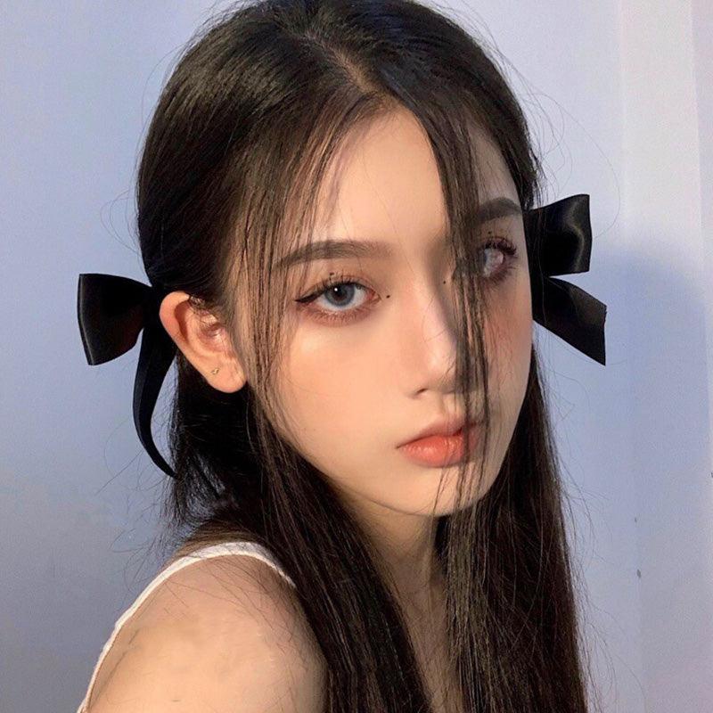2pcs Black White Ribbon Hair Bows Clips Vintage Bowknot Side Hairpin Cute Girls Barrettes Headdress Hair Accessories for Women Stevvex