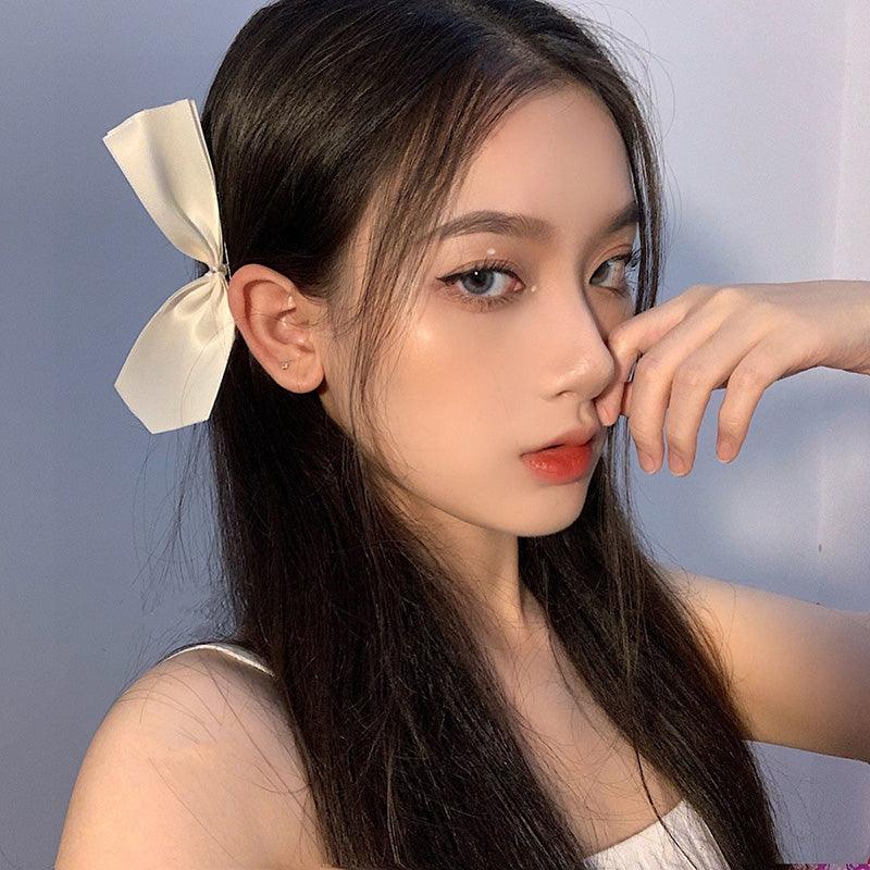 2pcs Black White Ribbon Hair Bows Clips Vintage Bowknot Side Hairpin Cute Girls Barrettes Headdress Hair Accessories for Women Stevvex