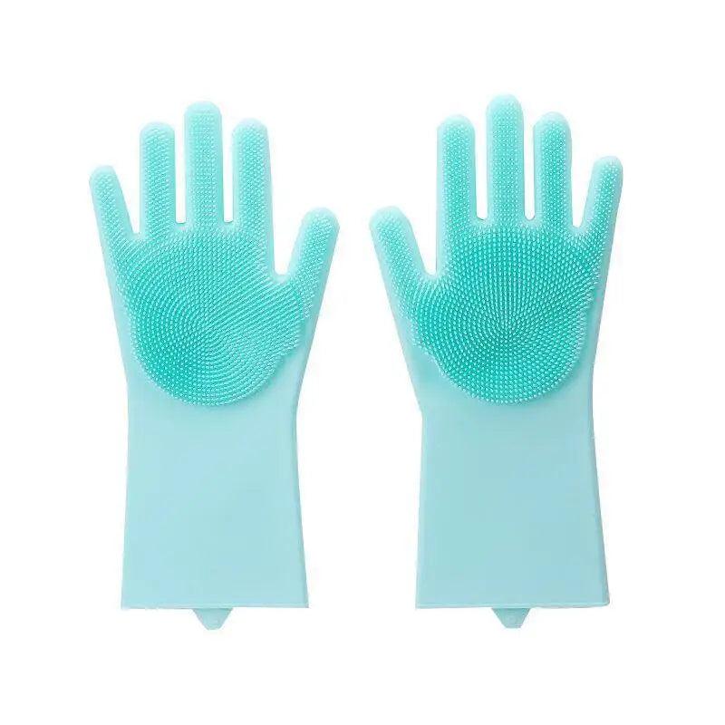 2PCS Cleaning Sponge Gloves Multifunction Silicone Cleaning Magic Gloves Dish Washing Gloves For Kitchen Household Plate Washing  Reusable Cleaning Gloves For Housework Stevvex