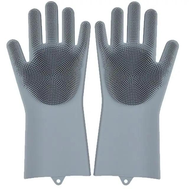 2PCS Cleaning Sponge Gloves Multifunction Silicone Cleaning Magic Gloves Dish Washing Gloves For Kitchen Household Plate Washing  Reusable Cleaning Gloves For Housework Stevvex