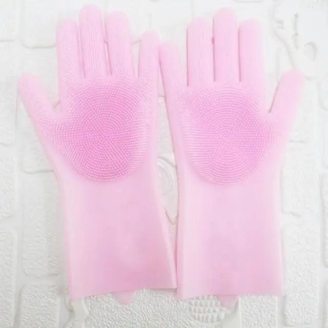 2PCS Cleaning Sponge Gloves Multifunction Silicone Cleaning Magic Gloves Dish Washing Gloves For Kitchen Household Plate Washing  Reusable Cleaning Gloves For Housework Stevvex
