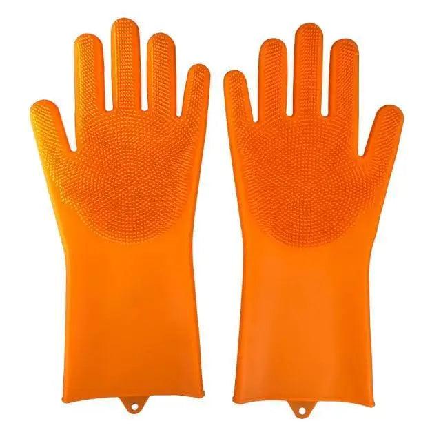2PCS Cleaning Sponge Gloves Multifunction Silicone Cleaning Magic Gloves Dish Washing Gloves For Kitchen Household Plate Washing  Reusable Cleaning Gloves For Housework Stevvex