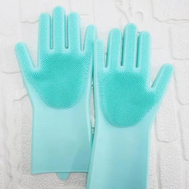 2PCS Cleaning Sponge Gloves Multifunction Silicone Cleaning Magic Gloves Dish Washing Gloves For Kitchen Household Plate Washing  Reusable Cleaning Gloves For Housework Stevvex