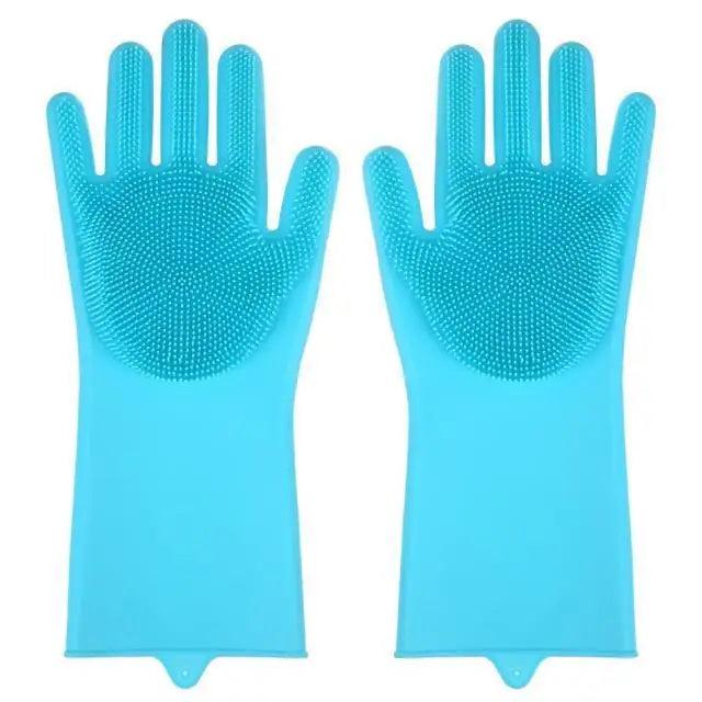 2PCS Cleaning Sponge Gloves Multifunction Silicone Cleaning Magic Gloves Dish Washing Gloves For Kitchen Household Plate Washing  Reusable Cleaning Gloves For Housework Stevvex