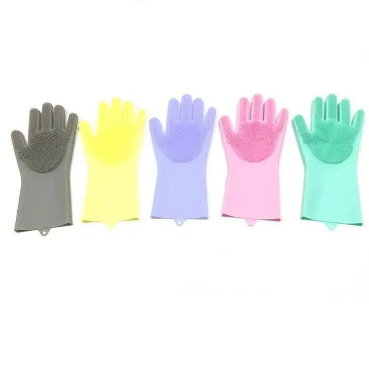 2PCS Cleaning Sponge Gloves Multifunction Silicone Cleaning Magic Gloves Dish Washing Gloves For Kitchen Household Plate Washing  Reusable Cleaning Gloves For Housework Stevvex