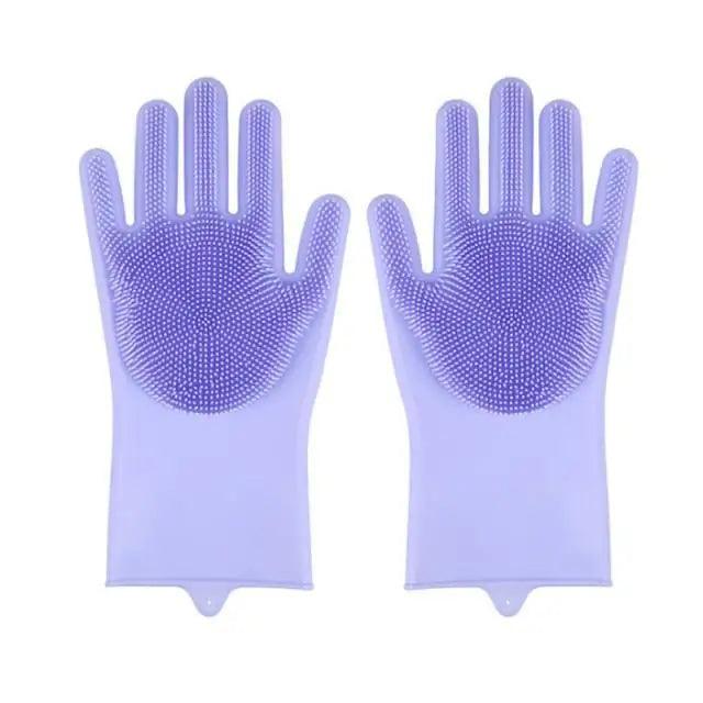 2PCS Cleaning Sponge Gloves Multifunction Silicone Cleaning Magic Gloves Dish Washing Gloves For Kitchen Household Plate Washing  Reusable Cleaning Gloves For Housework Stevvex