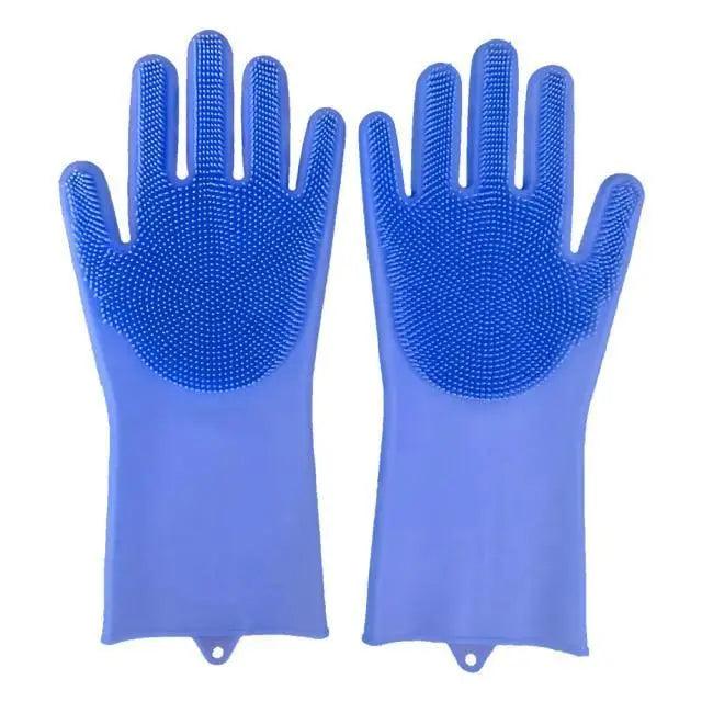 2PCS Cleaning Sponge Gloves Multifunction Silicone Cleaning Magic Gloves Dish Washing Gloves For Kitchen Household Plate Washing  Reusable Cleaning Gloves For Housework Stevvex