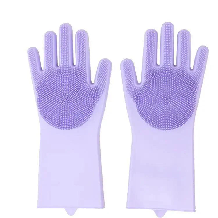 2PCS Cleaning Sponge Gloves Multifunction Silicone Cleaning Magic Gloves Dish Washing Gloves For Kitchen Household Plate Washing  Reusable Cleaning Gloves For Housework Stevvex