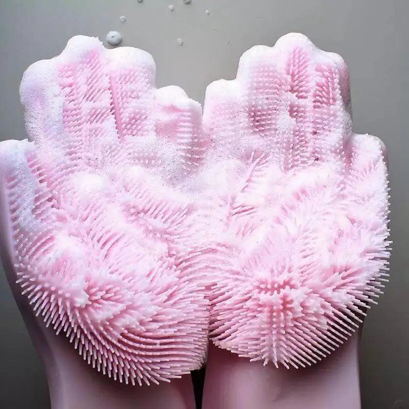 2PCS Cleaning Sponge Gloves Multifunction Silicone Cleaning Magic Gloves Dish Washing Gloves For Kitchen Household Plate Washing  Reusable Cleaning Gloves For Housework Stevvex