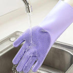 2PCS Cleaning Sponge Gloves Multifunction Silicone Cleaning Magic Gloves Dish Washing Gloves For Kitchen Household Plate Washing  Reusable Cleaning Gloves For Housework Stevvex