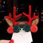 2pcs Cute Deer Ear Hairpins Christmas Hair Clips For Girls Cartoon Antlers Barrettes Lovely Pompom Hairgrips Fashion Hair Accessories For Women Stevvex