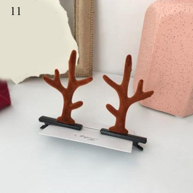 2pcs Cute Deer Ear Hairpins Christmas Hair Clips For Girls Cartoon Antlers Barrettes Lovely Pompom Hairgrips Fashion Hair Accessories For Women Stevvex