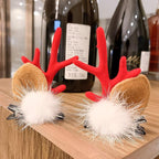 2pcs Cute Deer Ear Hairpins Christmas Hair Clips For Girls Cartoon Antlers Barrettes Lovely Pompom Hairgrips Fashion Hair Accessories For Women Stevvex