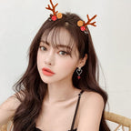 2pcs Cute Deer Ear Hairpins Christmas Hair Clips For Girls Cartoon Antlers Barrettes Lovely Pompom Hairgrips Fashion Hair Accessories For Women Stevvex