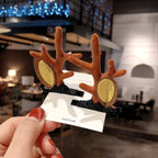 2pcs Cute Deer Ear Hairpins Christmas Hair Clips For Girls Cartoon Antlers Barrettes Lovely Pompom Hairgrips Fashion Hair Accessories For Women Stevvex