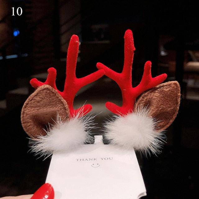 2pcs Cute Deer Ear Hairpins Christmas Hair Clips For Girls Cartoon Antlers Barrettes Lovely Pompom Hairgrips Fashion Hair Accessories For Women Stevvex