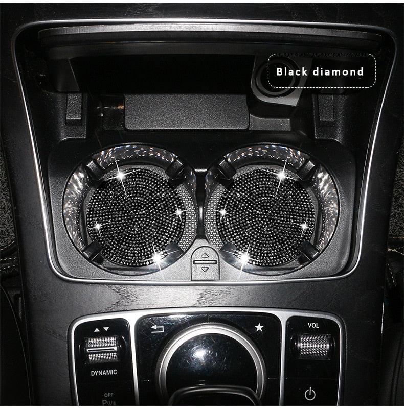 2PCS Diamond Car Coaster Water Cup Slot Non-Slip Mat Silica Gel Pad Bling Car Coasters Silicone Crystal Car Cup Holder Mat Car Gadget Universal Bling Car Cup Mat Holder Insert Crystal Rhinestone Vehicle Cup Coaster Bling Car Accessories for Woman Stevvex