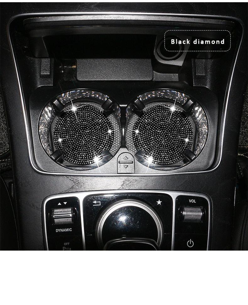 2PCS Diamond Car Coaster Water Cup Slot Non-Slip Mat Silica Gel Pad Bling Car Coasters Silicone Crystal Car Cup Holder Mat Car Gadget Universal Bling Car Cup Mat Holder Insert Crystal Rhinestone Vehicle Cup Coaster Bling Car Accessories for Woman Stevvex