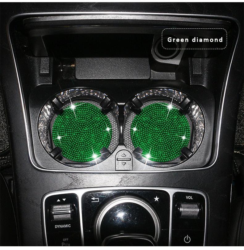 2PCS Diamond Car Coaster Water Cup Slot Non-Slip Mat Silica Gel Pad Bling Car Coasters Silicone Crystal Car Cup Holder Mat Car Gadget Universal Bling Car Cup Mat Holder Insert Crystal Rhinestone Vehicle Cup Coaster Bling Car Accessories for Woman Stevvex