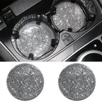 2PCS Diamond Car Coaster Water Cup Slot Non-Slip Mat Silica Gel Pad Bling Car Coasters Silicone Crystal Car Cup Holder Mat Car Gadget Universal Bling Car Cup Mat Holder Insert Crystal Rhinestone Vehicle Cup Coaster Bling Car Accessories for Woman Stevvex