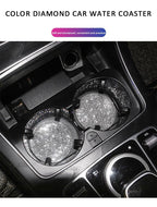 2PCS Diamond Car Coaster Water Cup Slot Non-Slip Mat Silica Gel Pad Bling Car Coasters Silicone Crystal Car Cup Holder Mat Car Gadget Universal Bling Car Cup Mat Holder Insert Crystal Rhinestone Vehicle Cup Coaster Bling Car Accessories for Woman Stevvex
