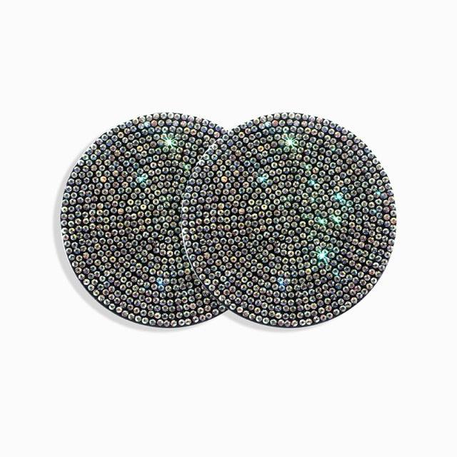 2PCS Diamond Car Coaster Water Cup Slot Non-Slip Mat Silica Gel Pad Bling Car Coasters Silicone Crystal Car Cup Holder Mat Car Gadget Universal Bling Car Cup Mat Holder Insert Crystal Rhinestone Vehicle Cup Coaster Bling Car Accessories for Woman Stevvex