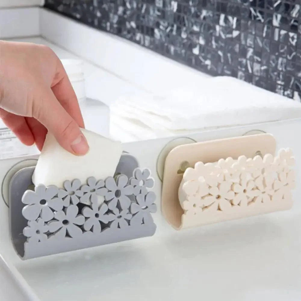 2PCS Durable Kitchen Bathroom Drying Rack Toilet Sink Suction Sponges Holder Rack Suction Cup Dish Cloths Holder Scrubbers Soap Storage Stevvex