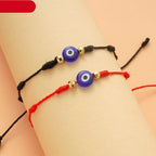 2pcs Eye Pendant Couple Bracelet Lucky Jewelry Braided Rope Bracelets Fashion Card Good Luck Pinky Promise Distance Matching Bracelets For Couple Friendship Family Adjustable Hand-Woven Cords Rope Thread Bracelet Protection Jewelry