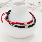 2pcs Heart Charm Bracelet For Women Men Adjustable Wish Good Lucky Red Strings Couple Bracelet Friendship Black String Silver Gold Heart Charm Bracelets For Women Men Teen Girls Boys Handmade Braided Wax Rope Adjustable Bracelet Stevvex