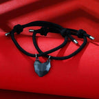 2Pcs Heart Matching Friendship Couple Minimalist Bracelet Rope Braided Magnetic Distance Bracelet Magnetic Matching Heart Bracelet For Him Her Couple Gift For Girlfriend Boyfriend Lover Wife Husband