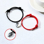 2Pcs Heart Matching Friendship Couple Minimalist Bracelet Rope Braided Magnetic Distance Bracelet Magnetic Matching Heart Bracelet For Him Her Couple Gift For Girlfriend Boyfriend Lover Wife Husband