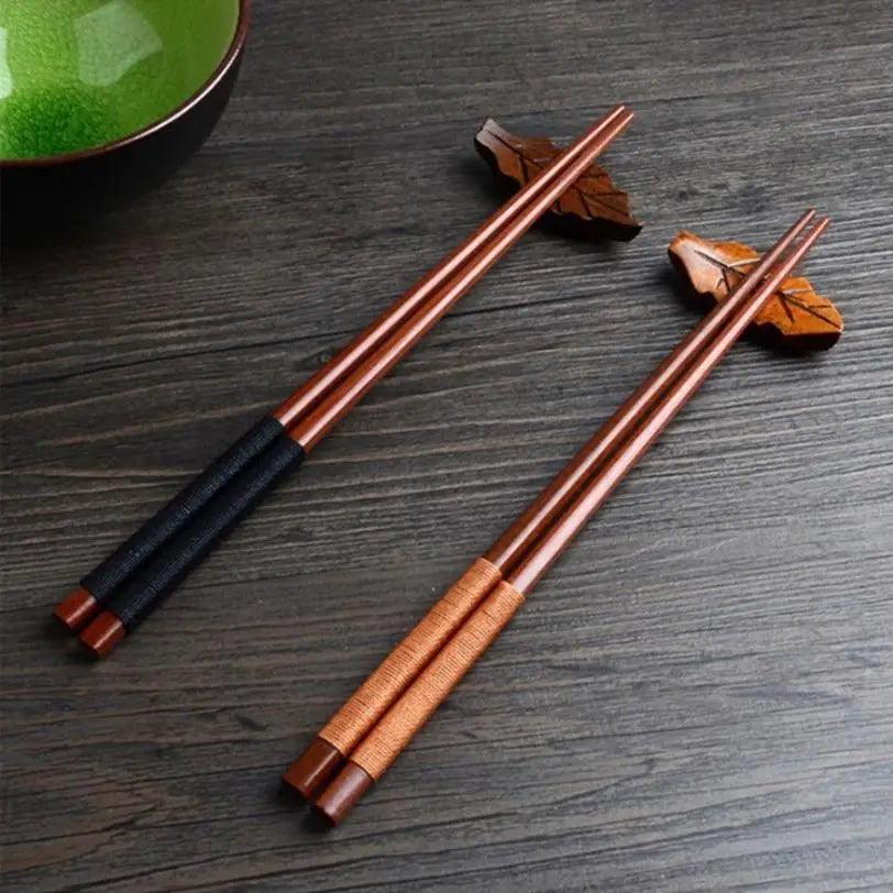 2PCS Incredible Handmade Japanese Natural Chestnut Wood Sushi Chopsticks Set Value Gift Sushi Chinese food Stevvex
