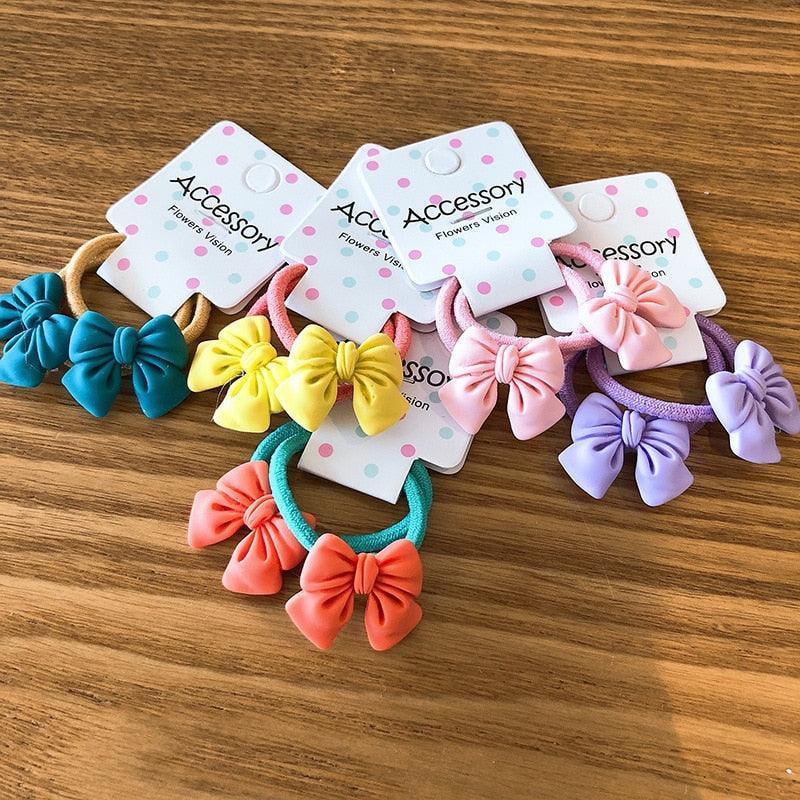 2PCS New Cute Princess Bowknot Headwear Kids Elastic Hair Bands Children Ropes Girls Cartoon Accessories Baby Headdress Gorgeous Hair Accessories For Women Stevvex