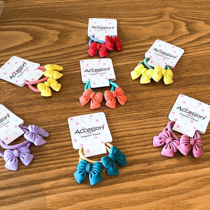2PCS New Cute Princess Bowknot Headwear Kids Elastic Hair Bands Children Ropes Girls Cartoon Accessories Baby Headdress Gorgeous Hair Accessories For Women Stevvex