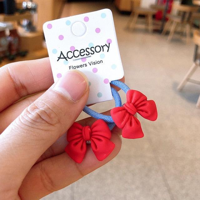 2PCS New Cute Princess Bowknot Headwear Kids Elastic Hair Bands Children Ropes Girls Cartoon Accessories Baby Headdress Gorgeous Hair Accessories For Women Stevvex