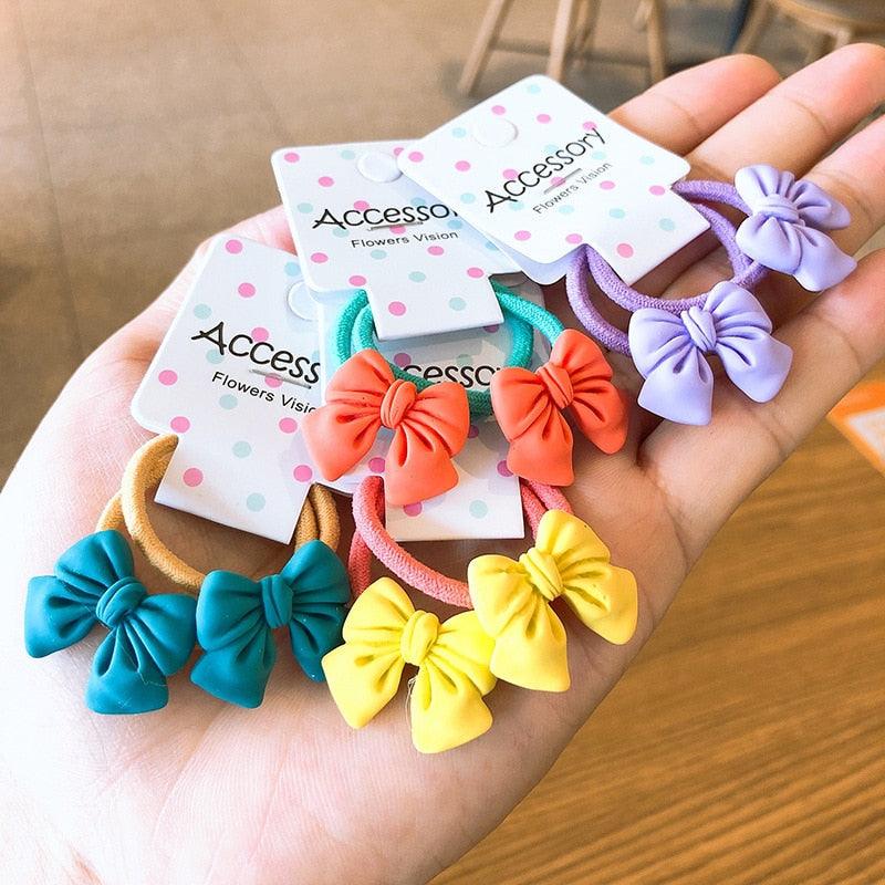 2PCS New Cute Princess Bowknot Headwear Kids Elastic Hair Bands Children Ropes Girls Cartoon Accessories Baby Headdress Gorgeous Hair Accessories For Women Stevvex